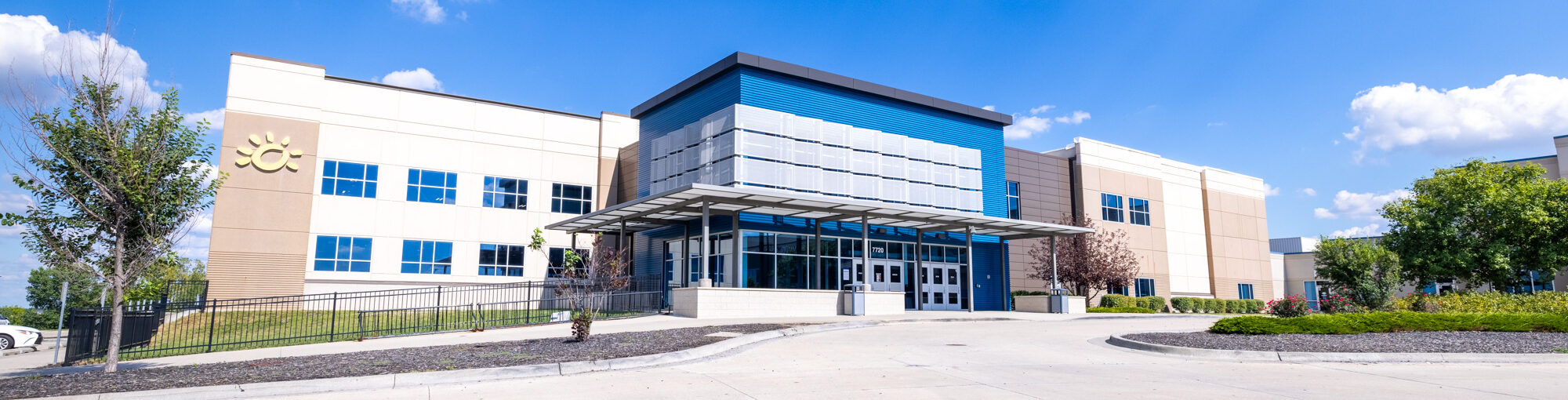 Front view of the Blue Valley Recreation Rec Center at Hilltop