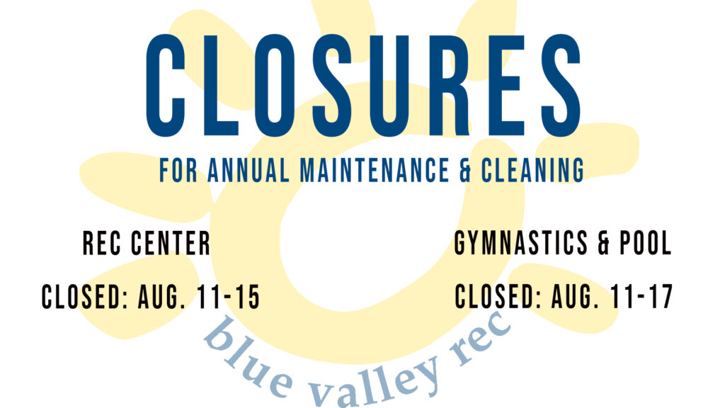 Graphic showing a sun logo with text of when areas are closed.