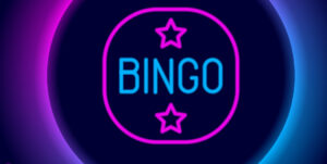 pink and blue glow bingo text