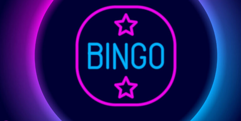 pink and blue glow bingo text