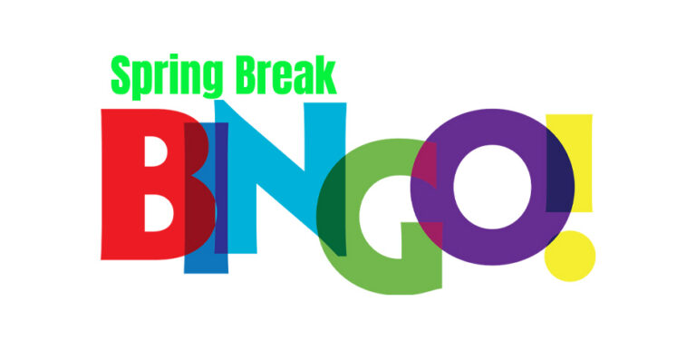 colorful letter spell spring break bingo