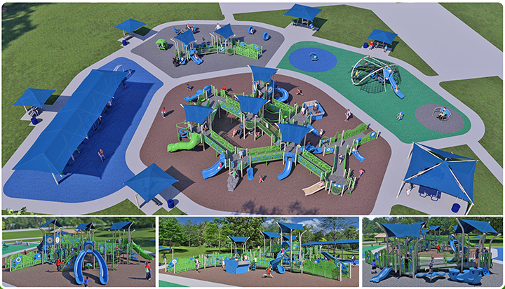 Rendering of a playground layout for inclusive.