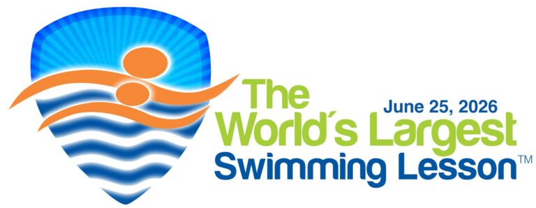 Image of two swimmer icons for World's Largest Swimming Lesson logo